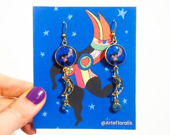 Niki de Saint Phalle Earrings - Dried Flower Earrings - Artist Earrings Jewelry - Feminist Jewelry - Nana