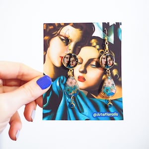 Pendientes Tamara de Lempicka - Pendientes de flores secas - Pendientes artísticos de joyería - Joyas feministas - Niñas