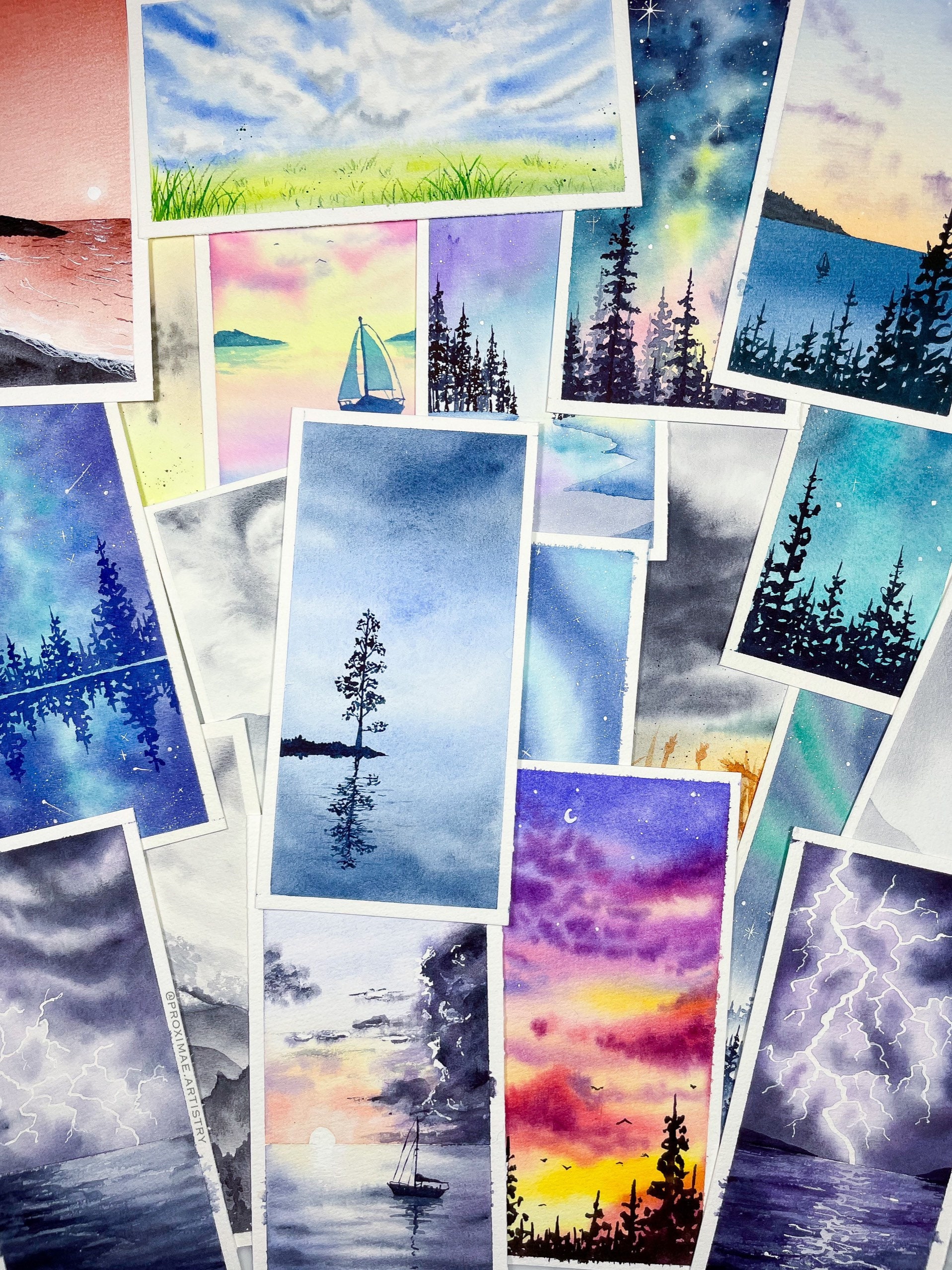 ORIGINAL Watercolor Bookmark Painting, Mystery Watercolor Bookmark, G…