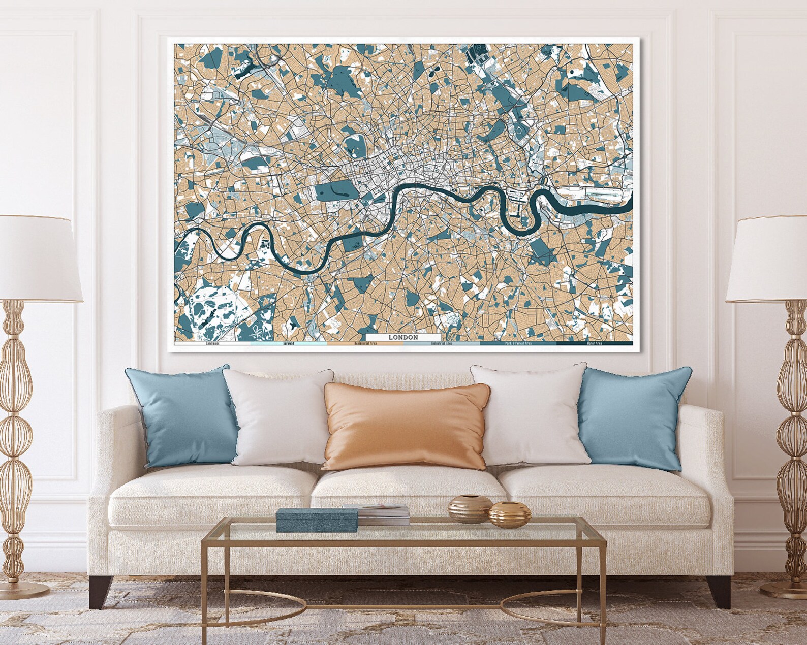 LONDON UK England Canvas Print Map Panoramic Wall Art Etsy