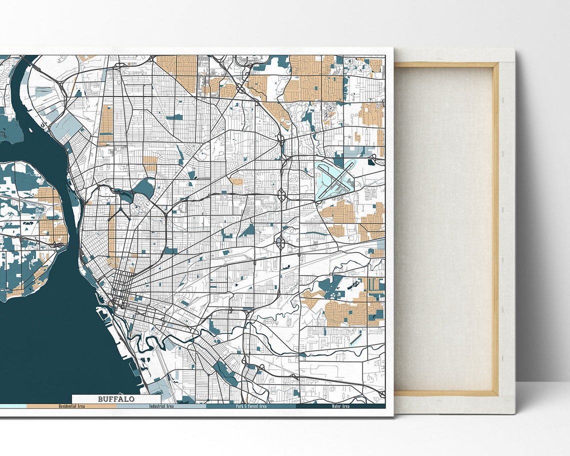 BUFFALO NY Canvas Print Map Panoramic New York Wall Art Etsy