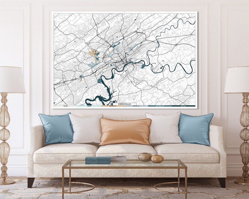 KNOXVILLE TN Canvas Print Map Panoramic Tennessee Wall Art Etsy