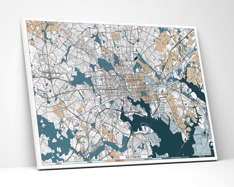 BALTIMORE MD Maryland Canvas Print Map Panoramic Wall Art Etsy