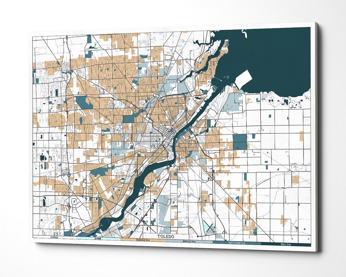 TOLEDO OH Ohio Canvas Print Map Panoramic Wall Art Horizontal | Etsy