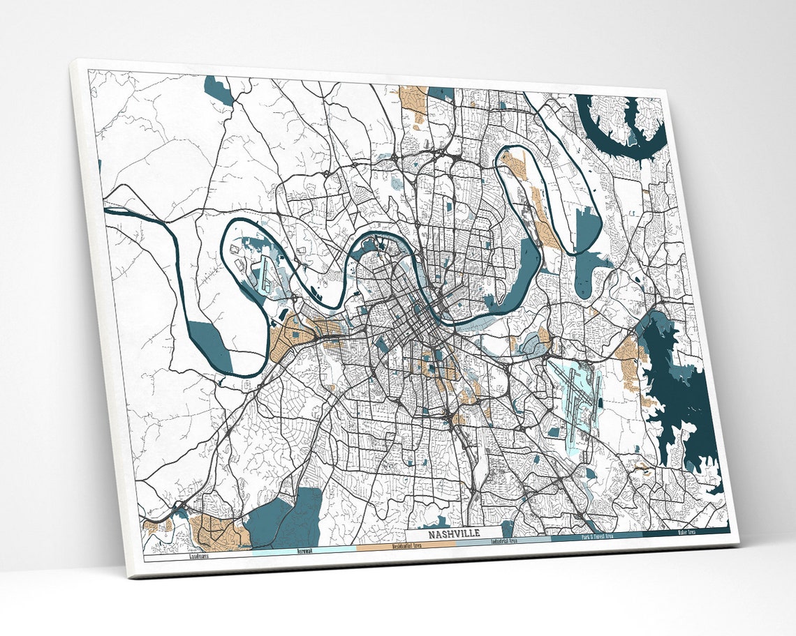 NASHVILLE TN Canvas Print Map Panoramic Tennessee Wall Art Etsy