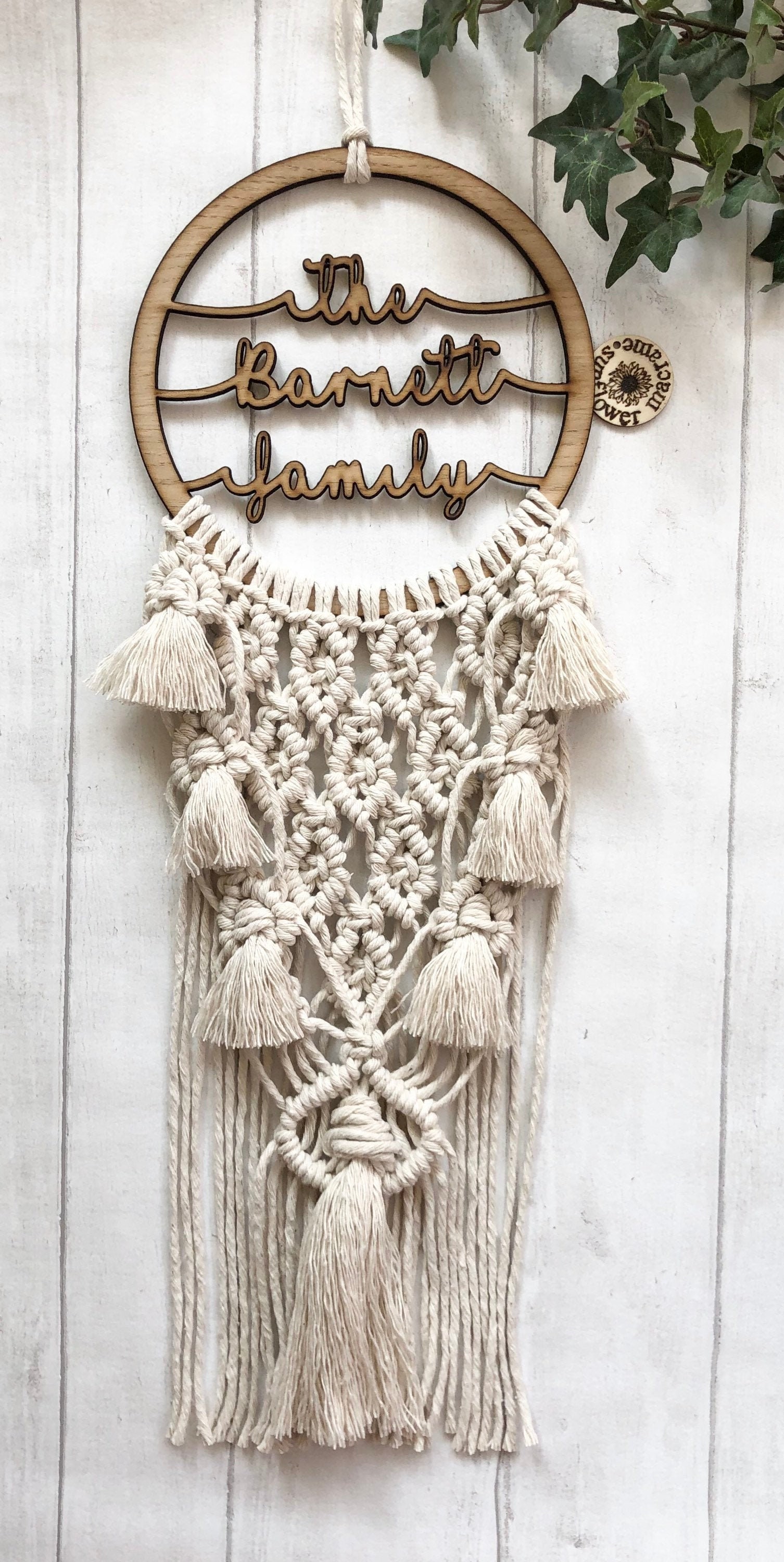 Family or business name macrame wall hanging | Etsy