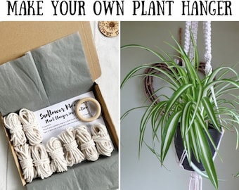 DIY Macrame Kit For Hanging Plants, Learn Macrame Beginner Kit For Adults, Build Your Own Plant Hanger, Gift For Couples First Home
