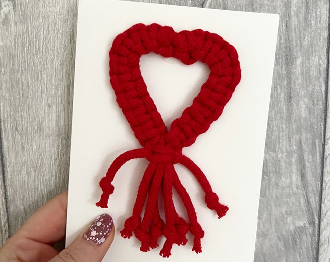 Valentines Day card, macrame heart card, heart card, card to say I love you, happy Valentine’s Day