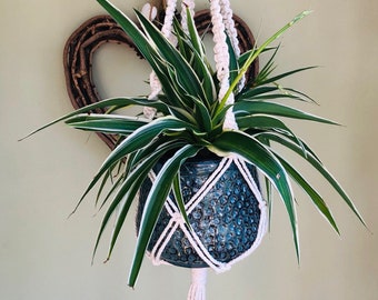 Macrame plant hanger ~ white cord ~ recycled ~ eco friendly ~ sustainable