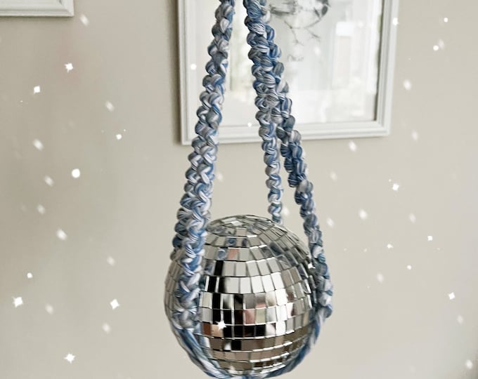 Macrame disco ball hanger, disco ball, strictly disco ball, mirror ball