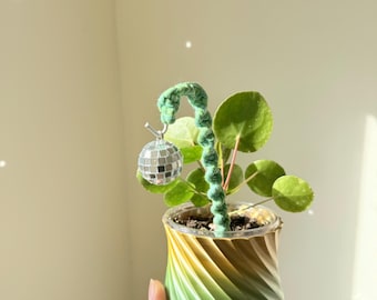 Tiny disco ball on a hook for decorating indoor or outdoor plants, six different colours available