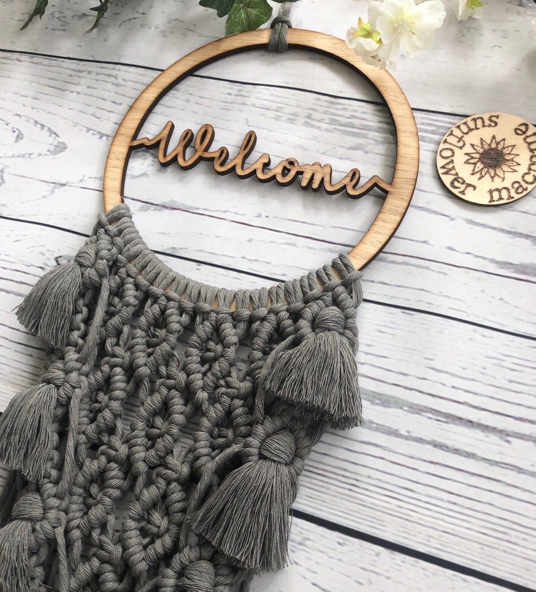 Macrame Oak Wooden Quote Frame Hoop Sign - Etsy