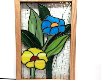 Panel de flores de vitral