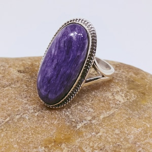 Charoite Ring- Sterling Silver Ring- Purple Charoite Stone- Beautiful Ring- Natural Stone- Handmade Ring- Charoite Jewelry - Everyday Ring