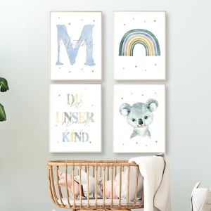 Set di poster arcobaleno con nome decorazione per la cameretta dei bambini ragazzo ragazza regalo nascita/battesimo animali immagini cameretta dei bambini personalizzata koala