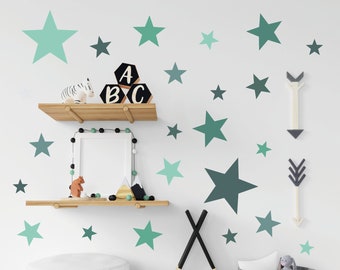 Pandawal Wandtattoo cercles chambre enfant / baby-room décoration étoile colorée pastel stickers muraux autocollants de stars ensemble pour fille garçon