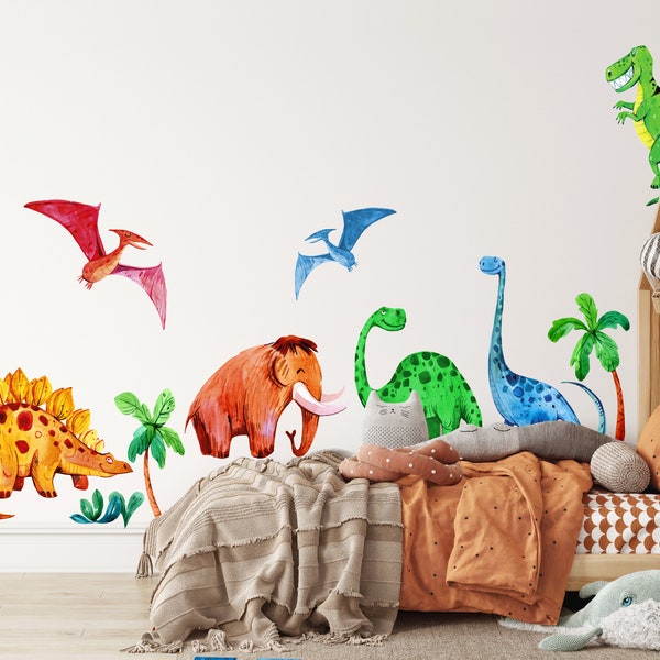 Pandawal Dino Wandaufkleber Kinderzimmer Deko Dinosaurier Wandtattoo für Kinder Wanddeko Jungen und Mädchen Bunt Wandbilder