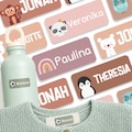 Panda whale name stickers 3 x 1.3 cm customizable name labels - clothing and objects Ideal for school kindergarten leisure product logo