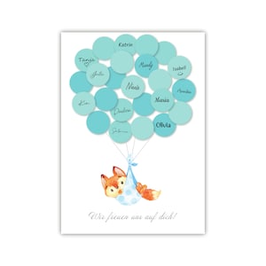 Pandawal Babyparty Deko Gästebuch Fuchs Alternative Gastgeschenk für Baby Shower, Erinnerungsstück/Andenken für Baby & Kinder beschreibbar