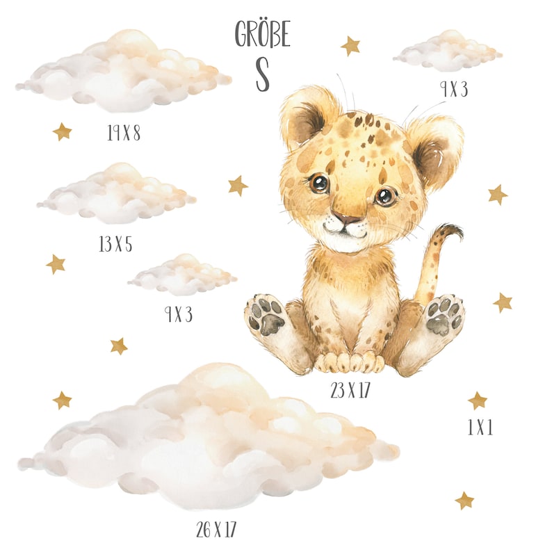 Panda Whale Stickers Muraux Pépinière Bébé Lion avec Nuages et Étoiles Safari Stickers Muraux pour Enfants Décoration Murale Garçons et Filles image 2