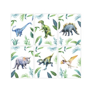 Panda ballena dinosaurio cartel de la selva dino imágenes vivero decoración niño 6-set para niños DIN A4 animales arte de pared sin marco de imagen