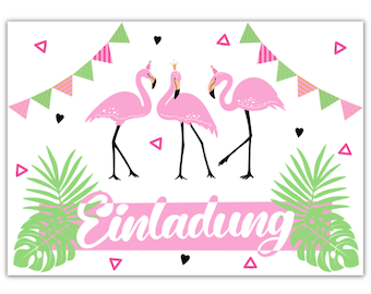 12 invitation cards for children's birthday flamingo pink party invitation for children