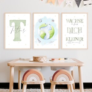 Astronaut Erde PosterSet mit Name KinderzimmerDeko Junge & Mädchen Geschenk zur Geburt/Taufe Bilder Kinder Baby/Babyzimmer personalisierbar