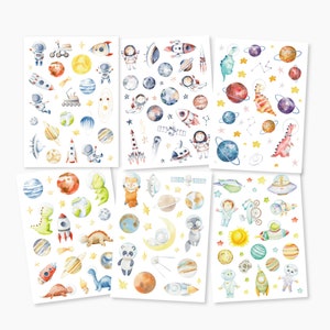 Tatuaggio per bambini Set di 6 astronauti Dino Rocket Ragazzi Bomboniere per feste di compleanno per bambini Tatuaggi temporanei per bambini delicati sulla pelle