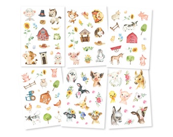 Tattoo for Kids Set of 6 Farm Animals Tractor Kids Birthday Girl Boy Party Mitgebsel Skin-Friendly Temporary Kids Tattoos