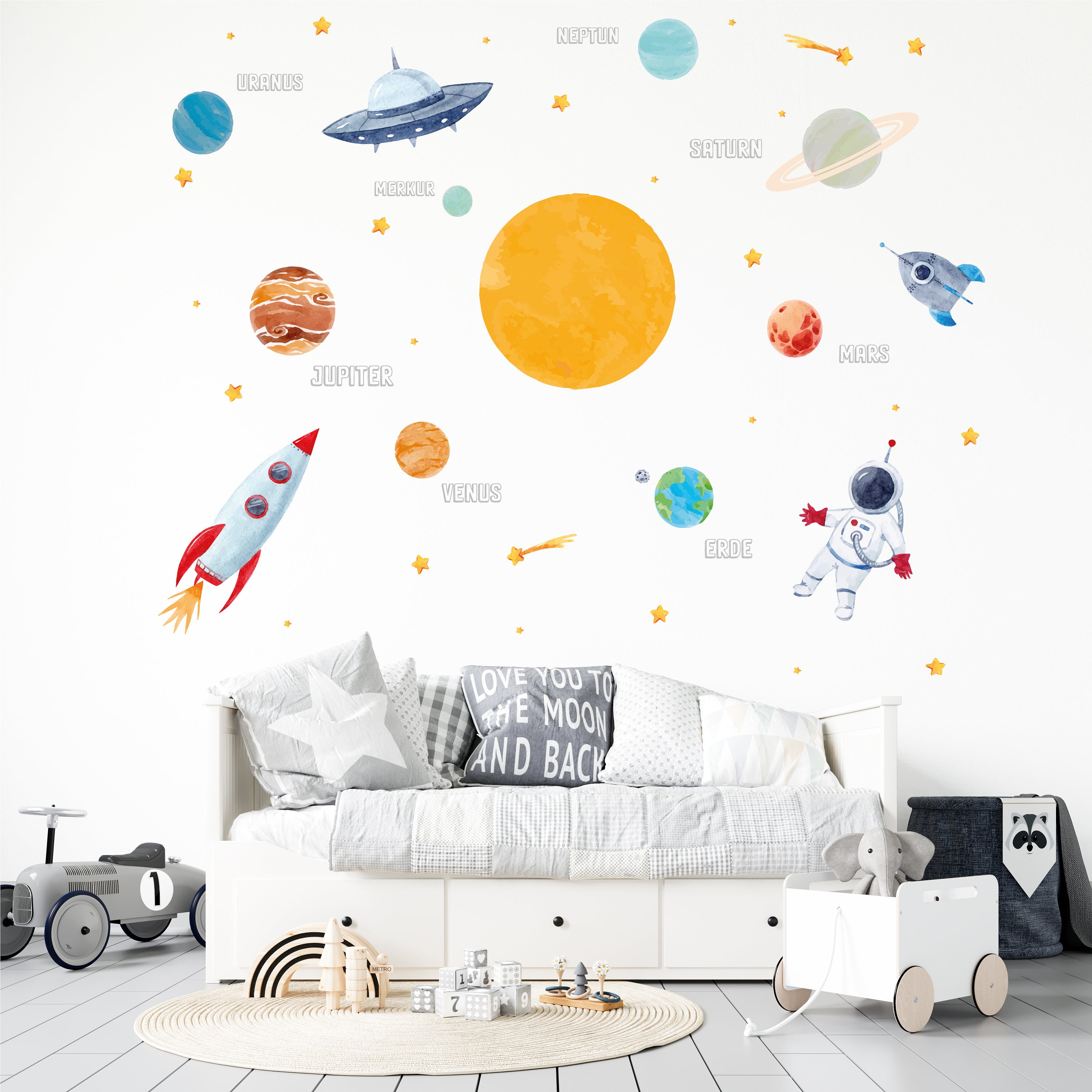 Panda Whale Wall Decal Nursery Boy Decoration Astronaut Planets Stars Outer  Space Wall Decoration for Children and Baby Rooms Wall Stickers - Etsy  Canada