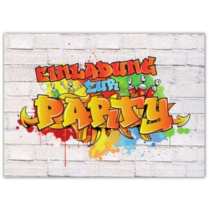 12 cartões de convite para aniversário infantil convites de festa graffiti para crianças