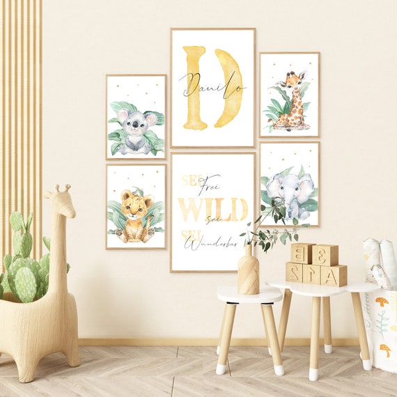 Set Di 3 Poster Animali Per Cameretta - Formato A4, Design Dolce E Colorato (rosa)