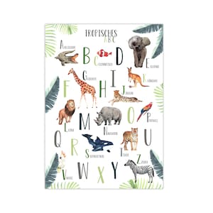 Panda balena decorazione della stanza dei bambini immagine ABC poster bambini animale alfabeto ragazzo ragazza murale per imparare colorato poster di apprendimento lettere ABC tropicale