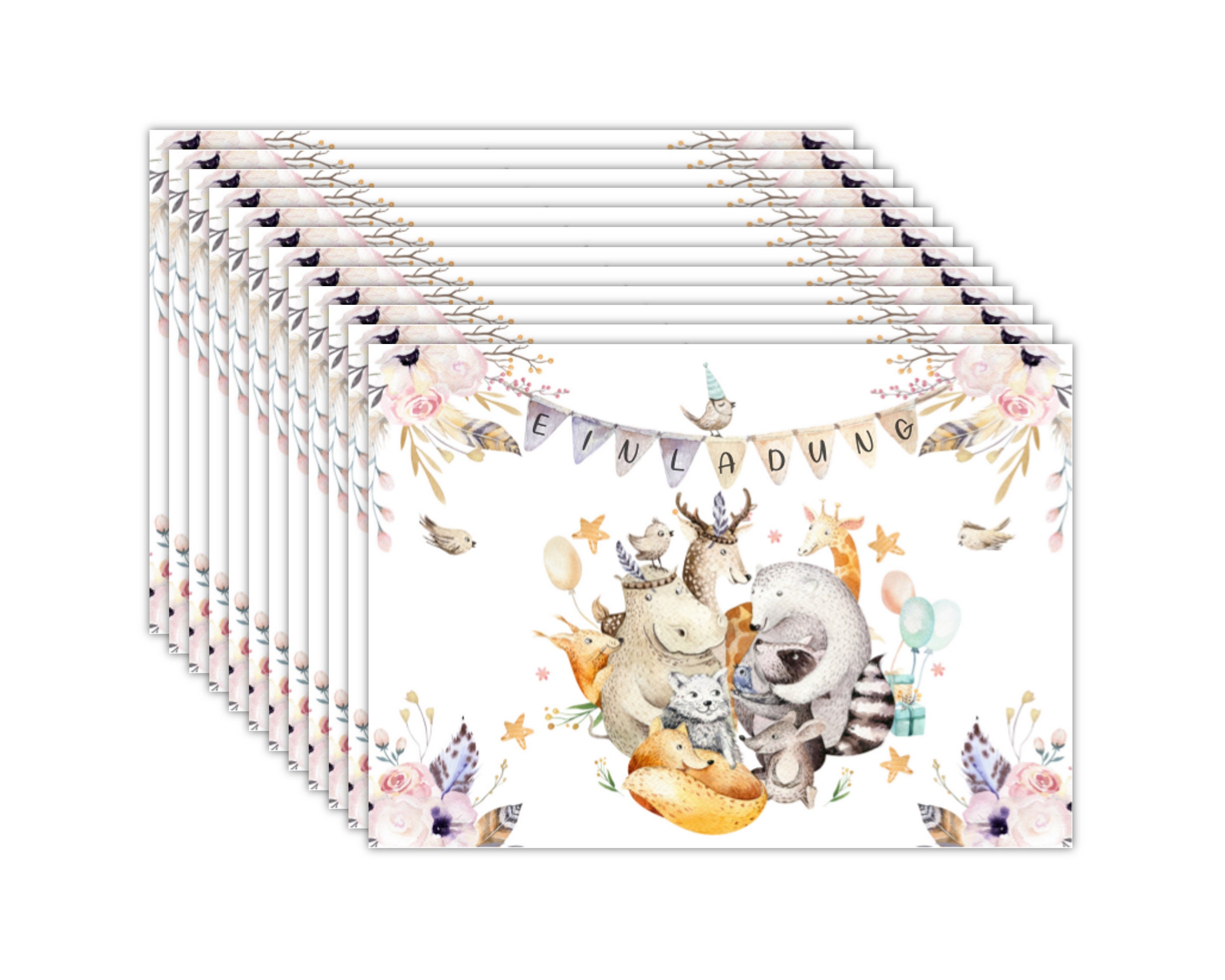 Kit Completo Per Inviti Di Compleanno Bambini – 12 Pezzi: Biglietti A6, Buste, Sacchetti, Adesivi, Segnalibri E Blocchi Note, Tema Natura, Prodotto In Germania - 3