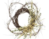 22 Wild Bohemian Cream Wreath, Boho Wreath, Natural Wreath, Eucalyptus Wreath, Everyday Wreath, Home Decor, Summer Wreath