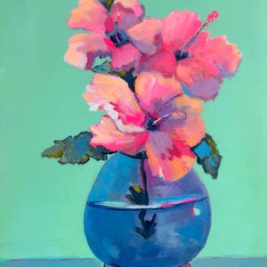 Hibiscus Flowers -Original Painting 8x10” watercolor gift for mom- spring home decor floral wall art