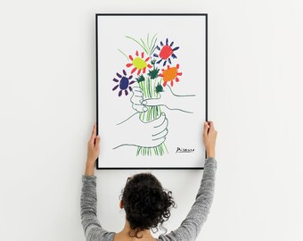 のリトグラ ピカソ Bouquet Of Peace 花束を持つ手 M1aqw M アルシュ紙 刻印有 せなど Www Aroundonline Com