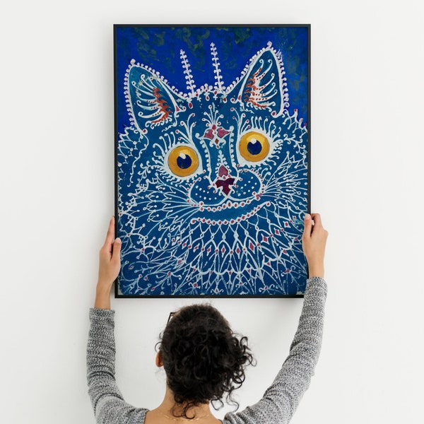 Cat Art Poster Cat Print Exhibition Cat Festival Print 1980 Louis Wain, Trippy Kitty - Psychedelic Cat, A Cat in the Gothic Style, Fine Art