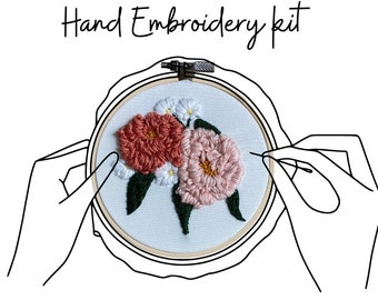 Double Pink Peonies Embroidery kit