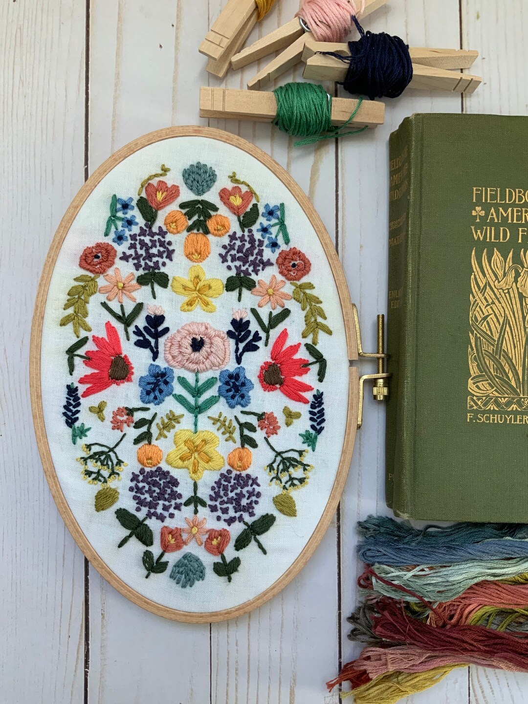 Cottage Garden Embroidery Kit Cottagecore Pre Printed Stamped Etsy