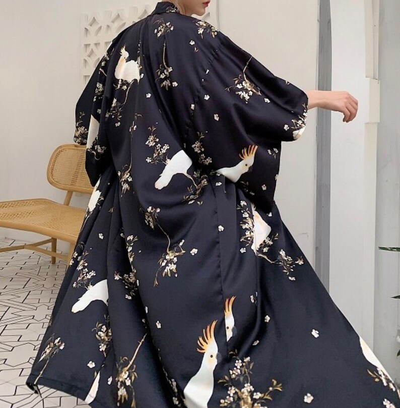 Unisex Long Silk Japanese Kimono Robe Etsy UK