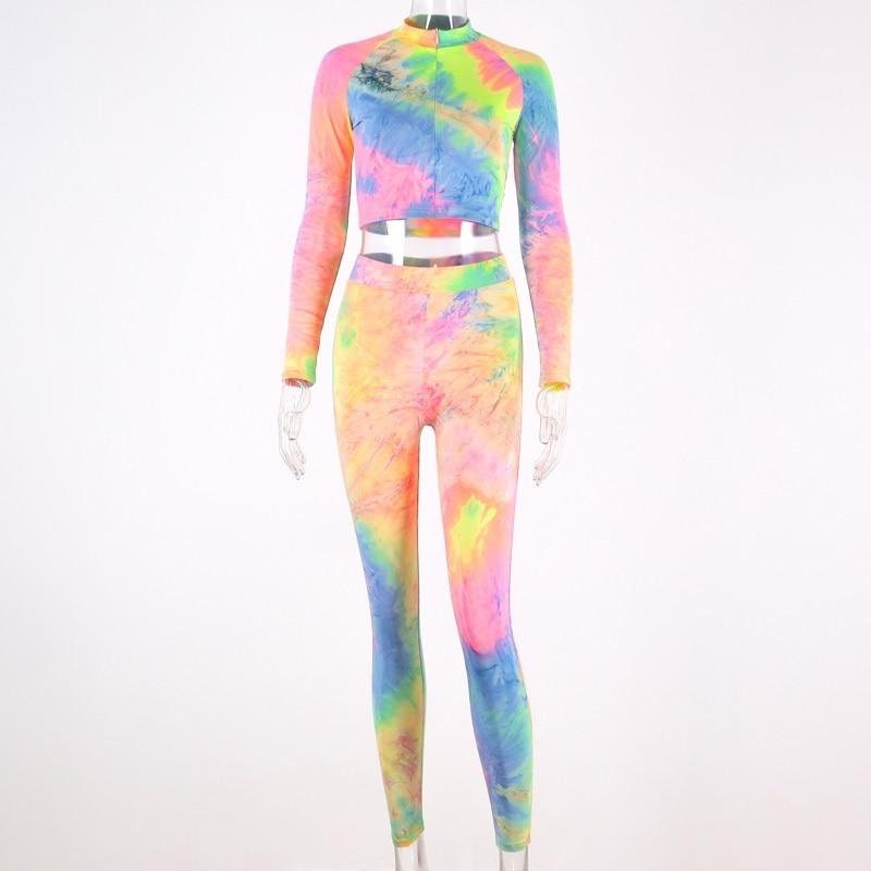 Tie-dye Rainbow Crop Top and Leggings Set | Etsy