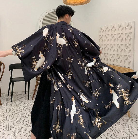 Unisex Long Silk Japanese Kimono Robe | Etsy Hong Kong
