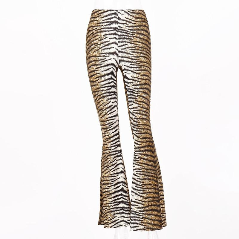 High Waist Leopard Print Flare Pants 
