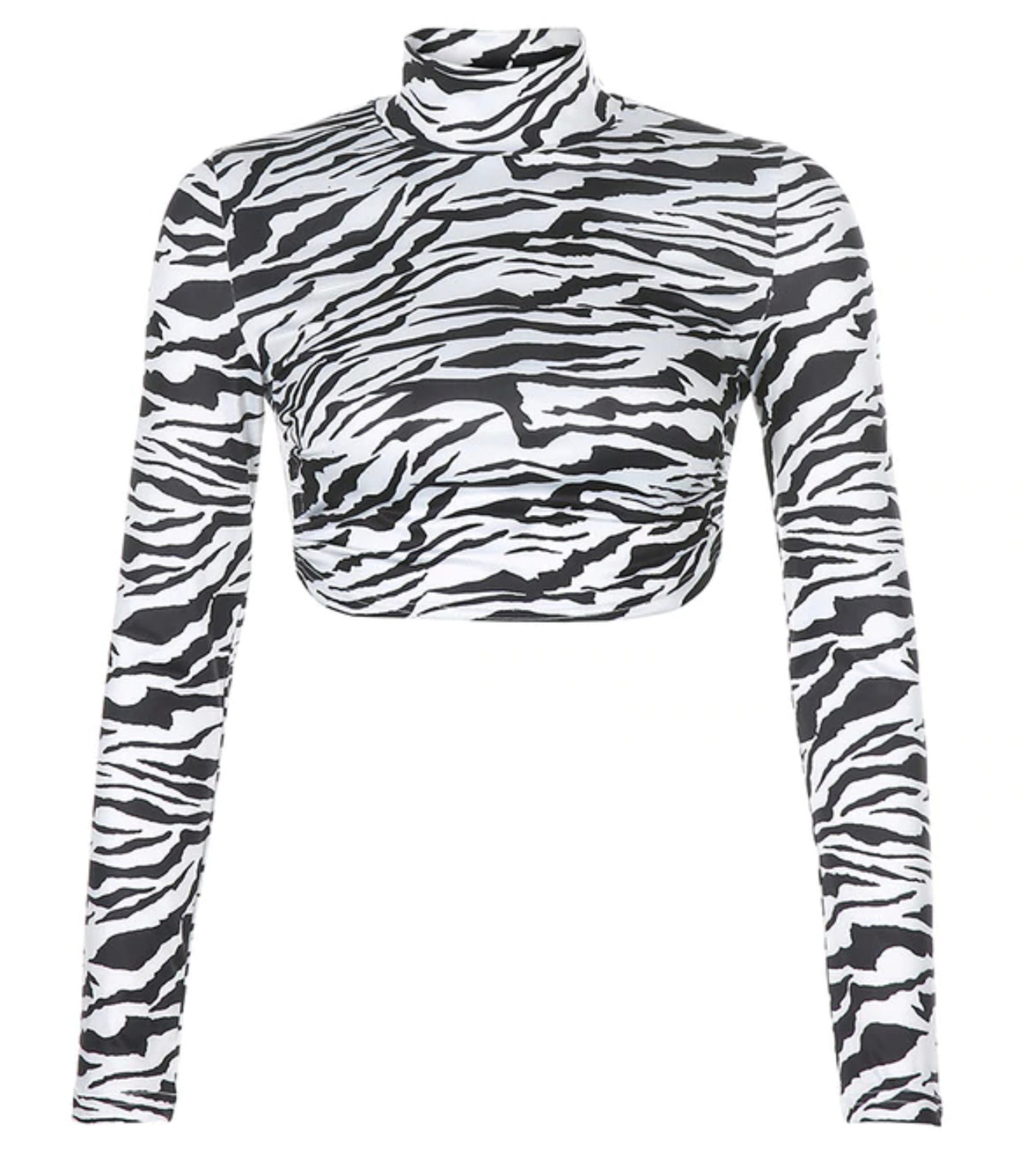 Zebra Print Turtleneck Backless Crop Top - Etsy