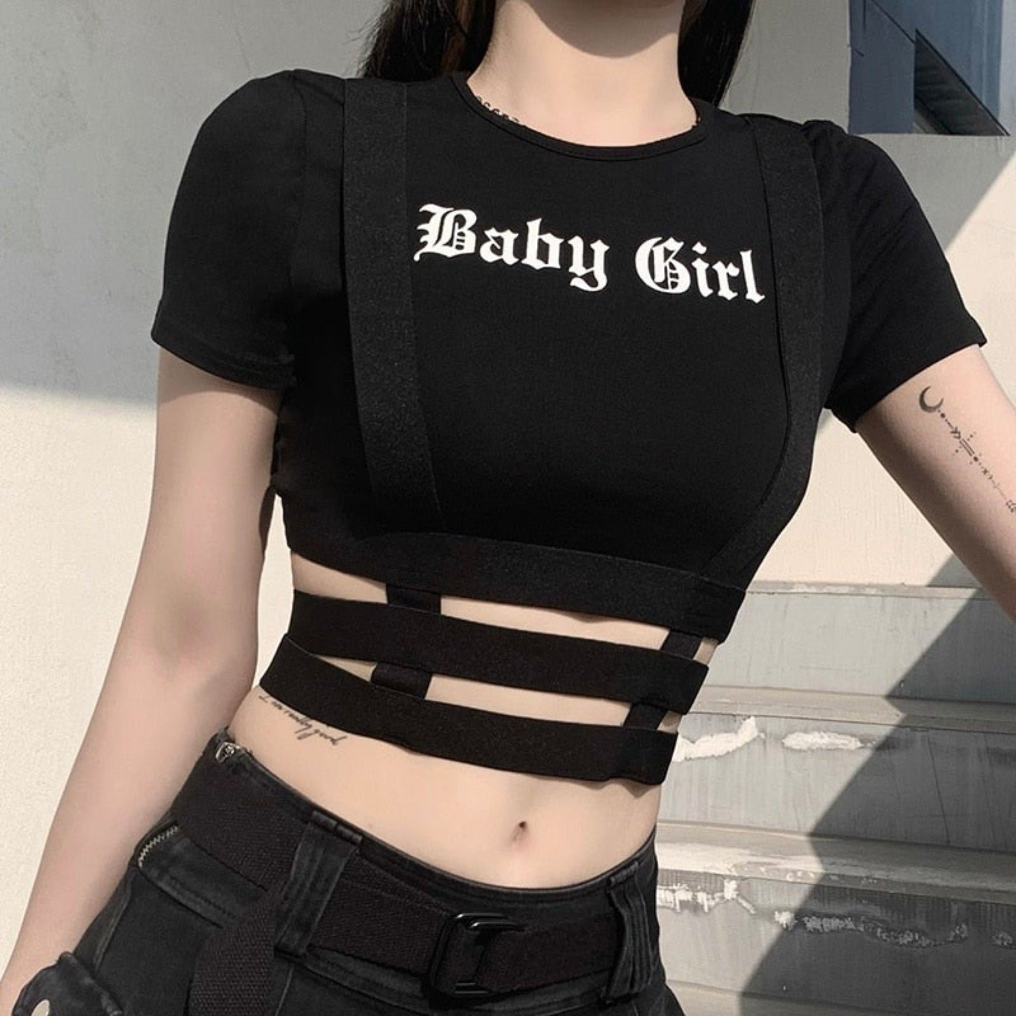 black crop top goth