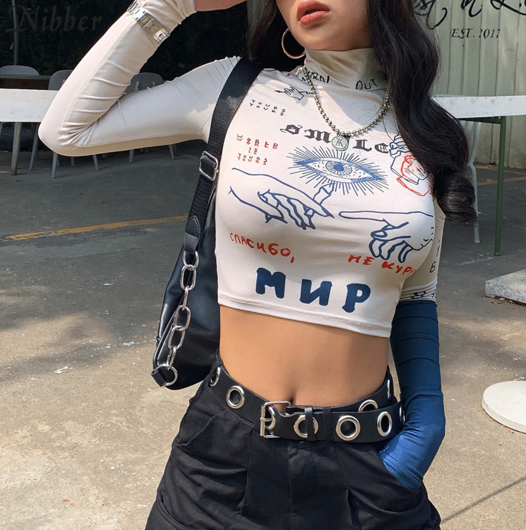 Long Sleeve Turtleneck Crop Top in 