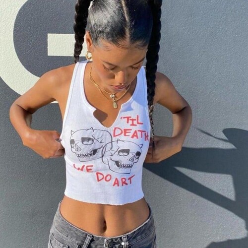 Cotton Cropped Tank Top in White - Etsy