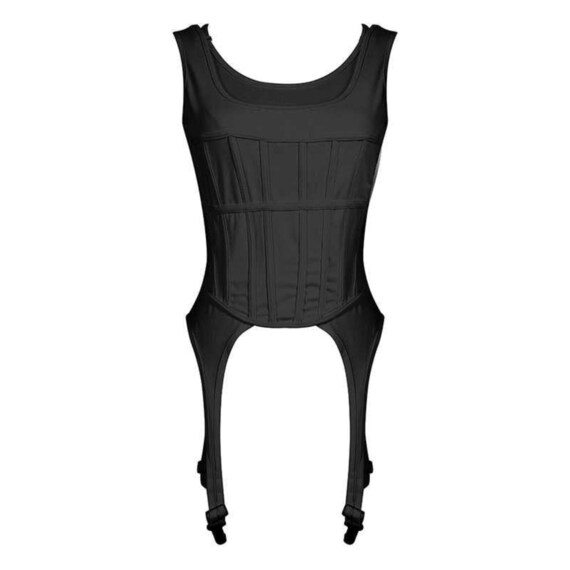 Two Piece Zip Up Corset Top With Garters Etsy