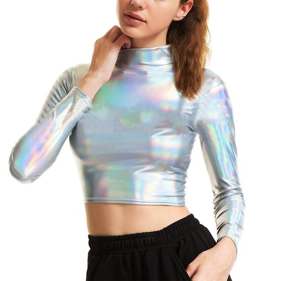 holographic skirt and crop top